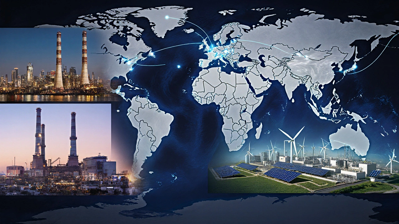 Montage of five global steel plants representing Baowu, ArcelorMittal, Nippon, POSCO, and Tata Steel.