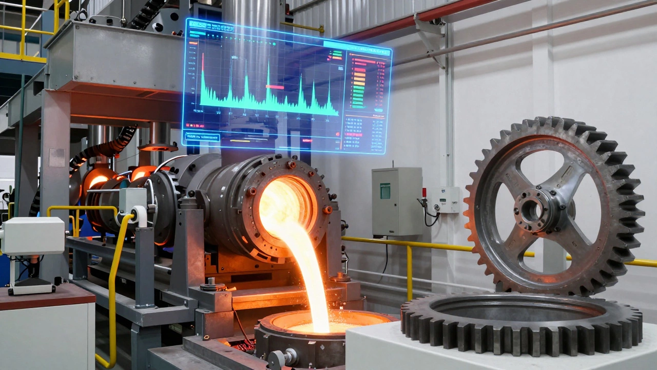 German steel mill with holographic quality data and precision parts