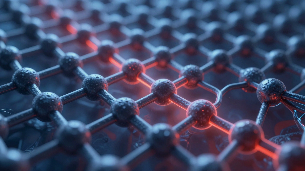 Abstract visualization of steel crystal lattice structure