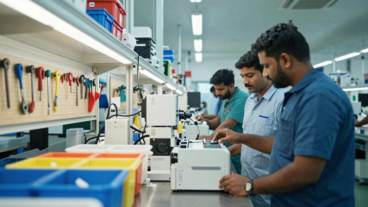 Organized factory floor demonstrating lean manufacturing principles and quality control in India.