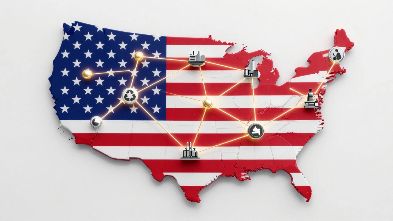Conceptual map showing US domestic steel supply chain
