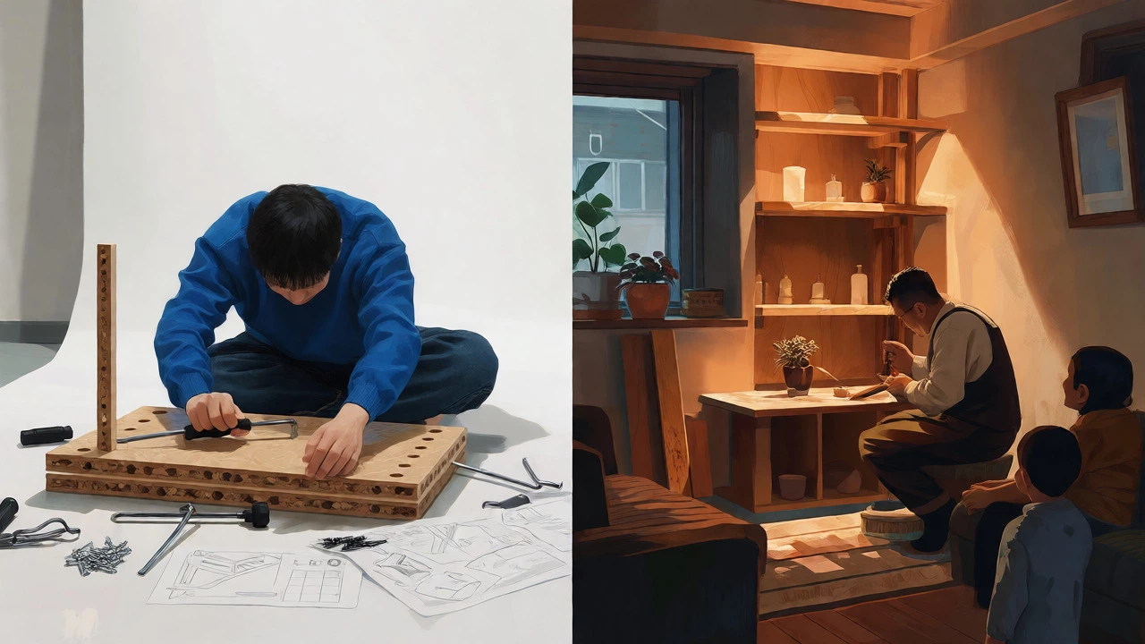 Contrast between DIY flat-pack assembly and custom local craftsmanship